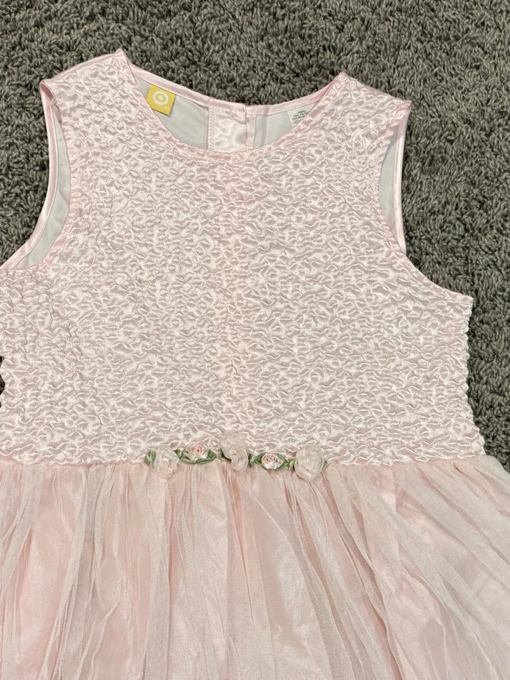 Light Pink Satin Textured Party Dress with tulle skirt, size XL